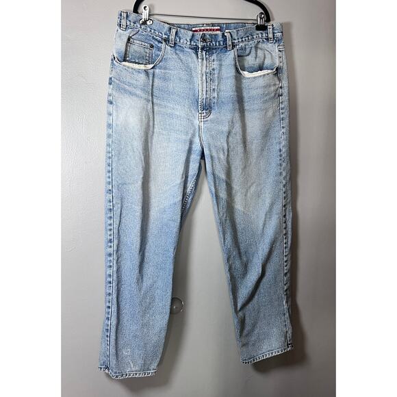 Vintage Merona Relaxed Fit Jeans Men 42x30 Light Wash 100% Cotton 90s Y2K Denim - Picture 1 of 11